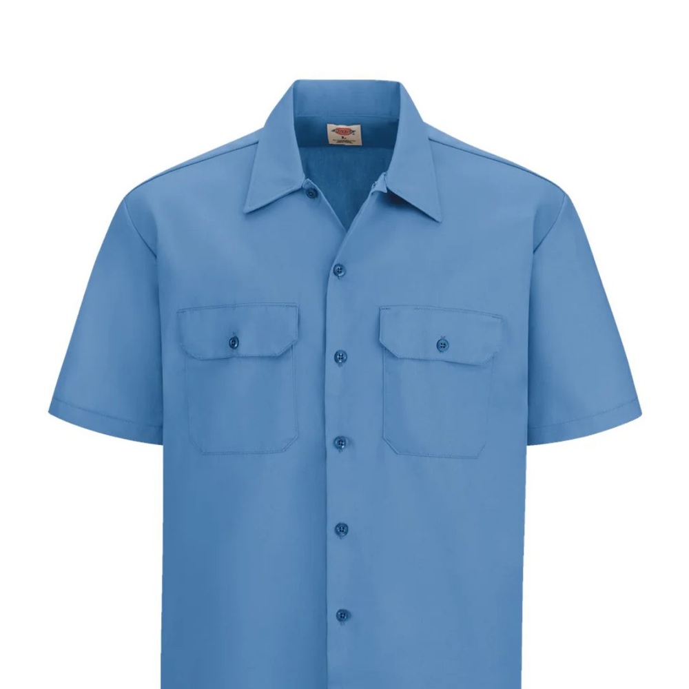 Dickies Light Blue Short-Sleeve Button-Front Work Shirt